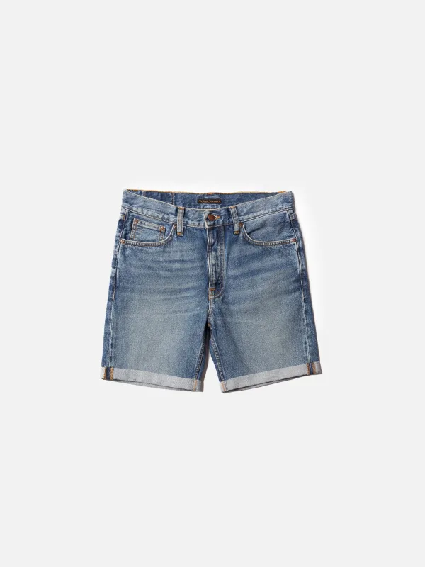 【Nudie Jeans】Josh Denim Shorts Blue Haze 14.9oz 藍霧水洗牛仔短褲 sold by Blue Beach Denim