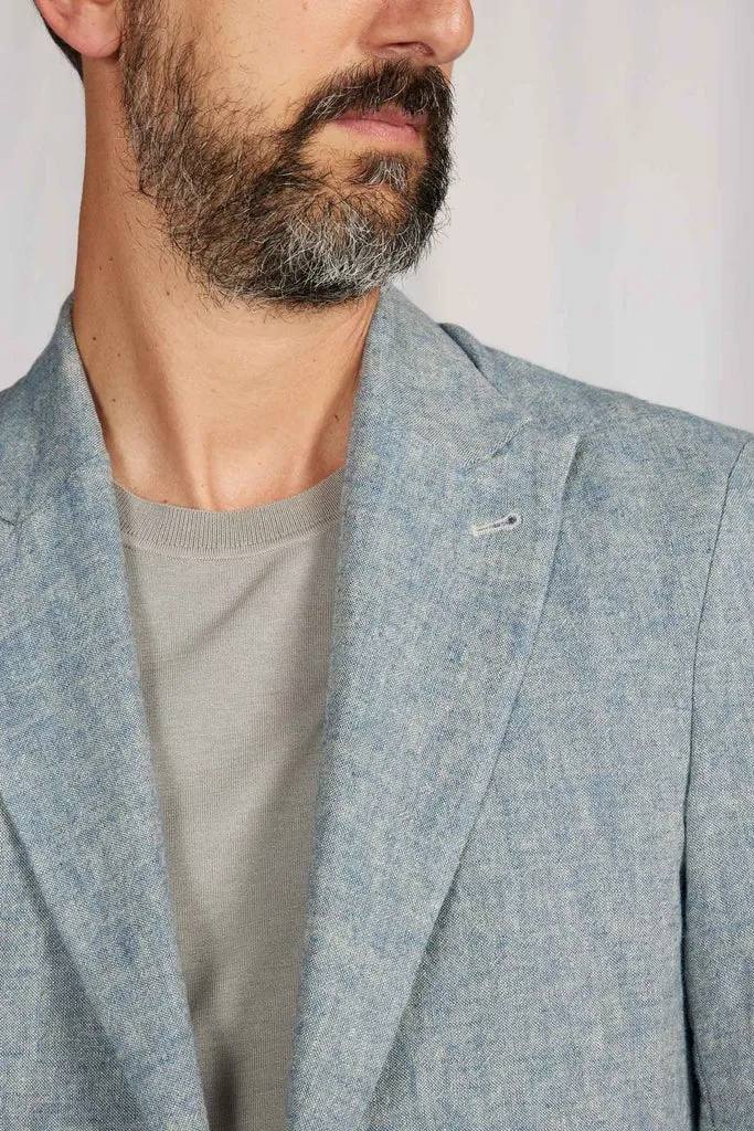 【ABCL Garments】BLAZER Light Blue Linen Ramie Canvas 淺藍純麻混紡休閒西外 sold by Blue Beach Denim product image thumbnail 2