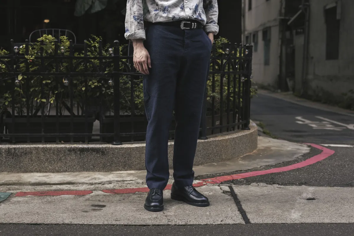 【ABCL Garments】ALVISE Hemp Cotton Navy 海藍色棉麻混紡休閒西裝長褲 sold by Blue Beach Denim