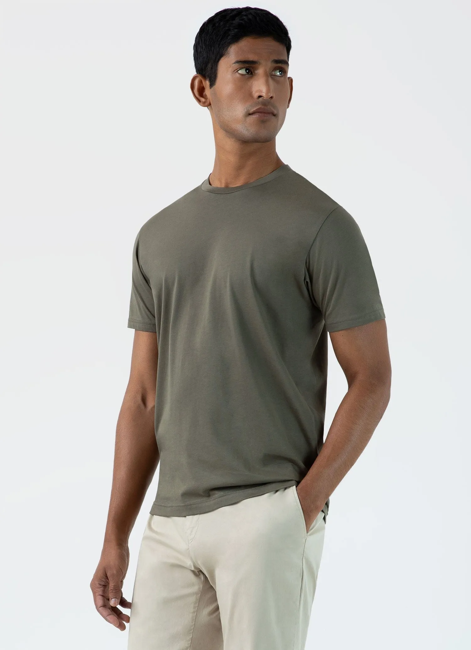 【Sunspel】Riviera T-Shirt Khaki 橄欖綠頂級匹馬棉蔚藍海岸短袖素Tee sold by Blue Beach Denim product image thumbnail 2
