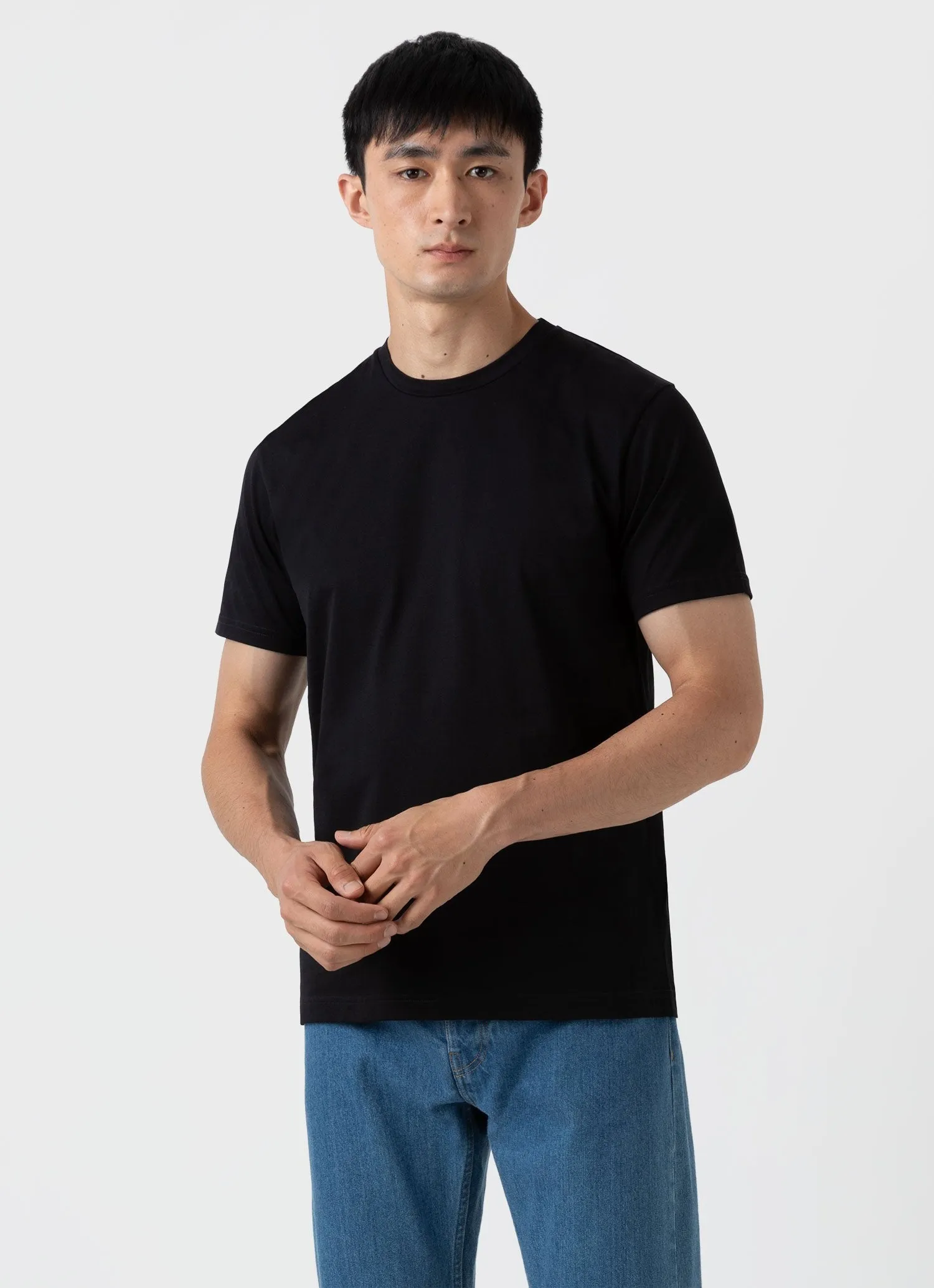 【Sunspel】Riviera T-Shirt Black 黑色頂級匹馬棉蔚藍海岸短袖素Tee sold by Blue Beach Denim product image thumbnail 2