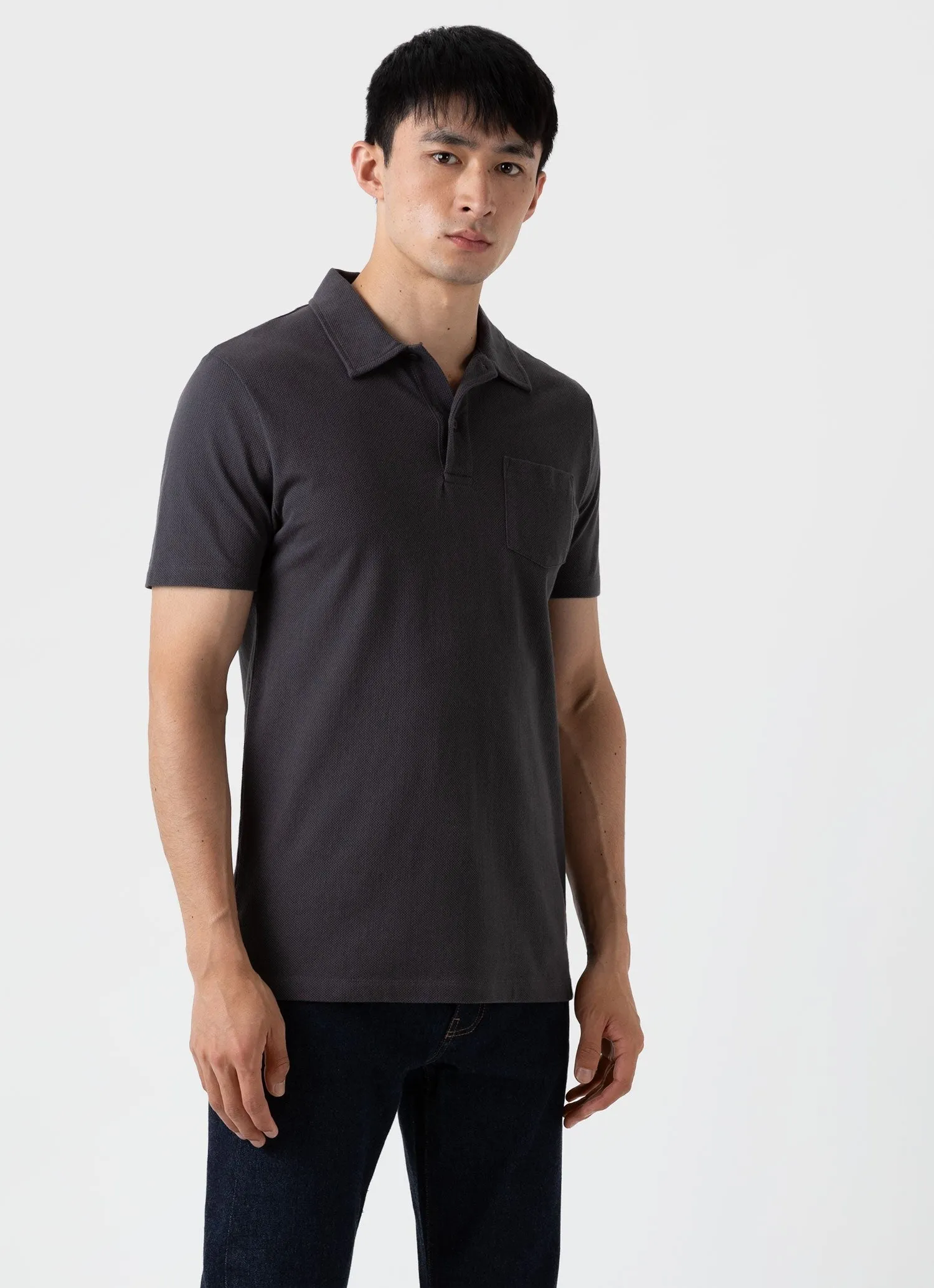 【Sunspel】Riviera Polo Shirt Charcoal 鐵灰色頂級匹馬棉蔚藍海岸Polo衫 sold by Blue Beach Denim product image thumbnail 2