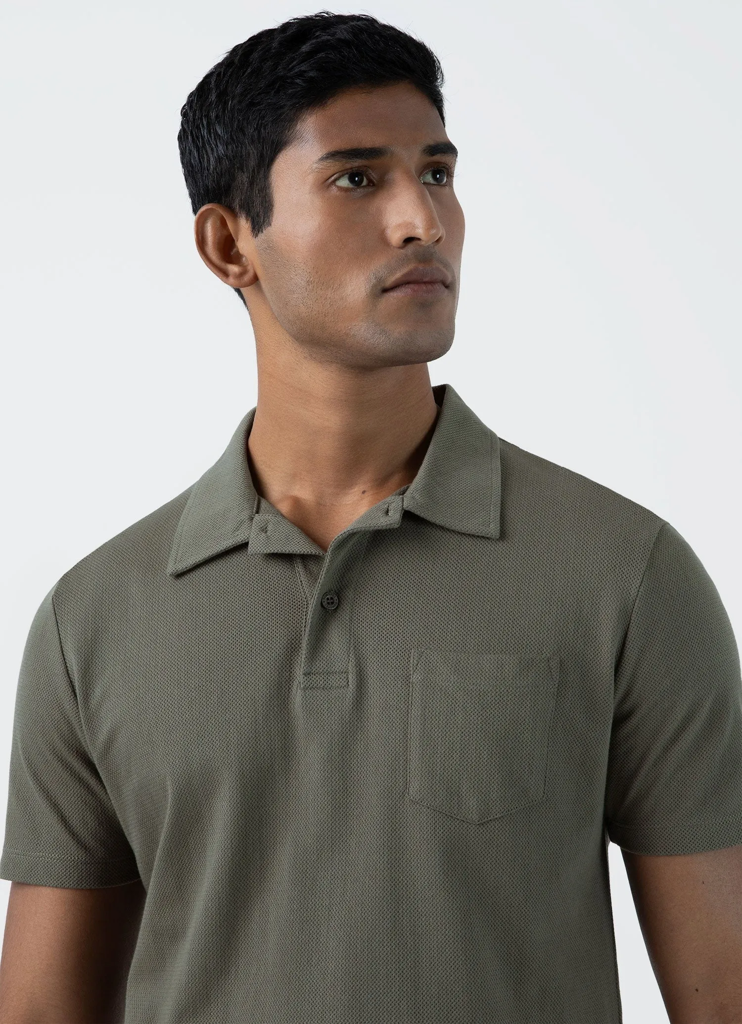 【Sunspel】Riviera Polo Shirt Khaki 卡其綠頂級匹馬棉蔚藍海岸Polo衫 sold by Blue Beach Denim product image thumbnail 4