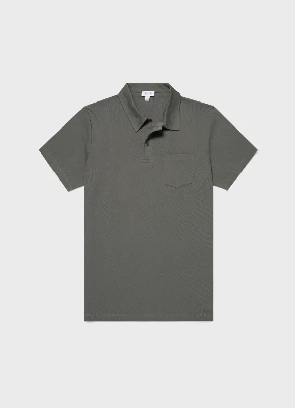 【Sunspel】Riviera Polo Shirt Khaki 卡其綠頂級匹馬棉蔚藍海岸Polo衫 sold by Blue Beach Denim