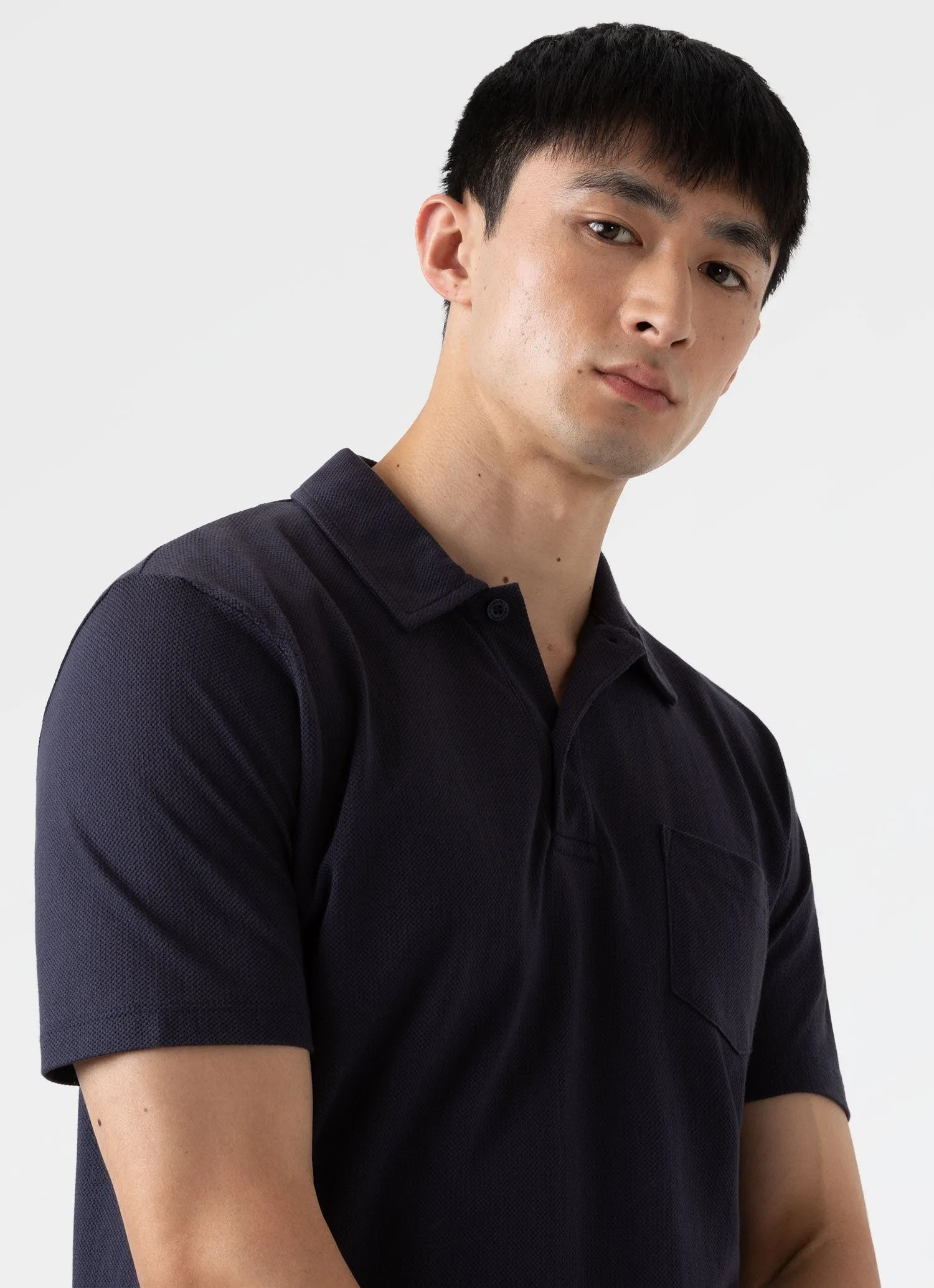 【Sunspel】Riviera Polo Shirt Navy 海藍色頂級匹馬棉蔚藍海岸Polo衫 sold by Blue Beach Denim product image thumbnail 5