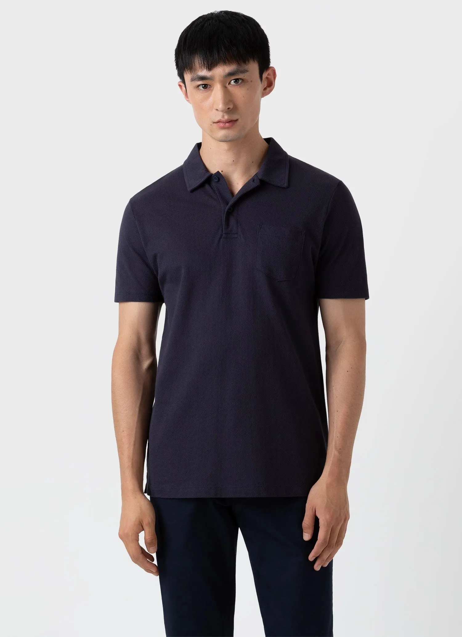 【Sunspel】Riviera Polo Shirt Navy 海藍色頂級匹馬棉蔚藍海岸Polo衫 sold by Blue Beach Denim product image thumbnail 2