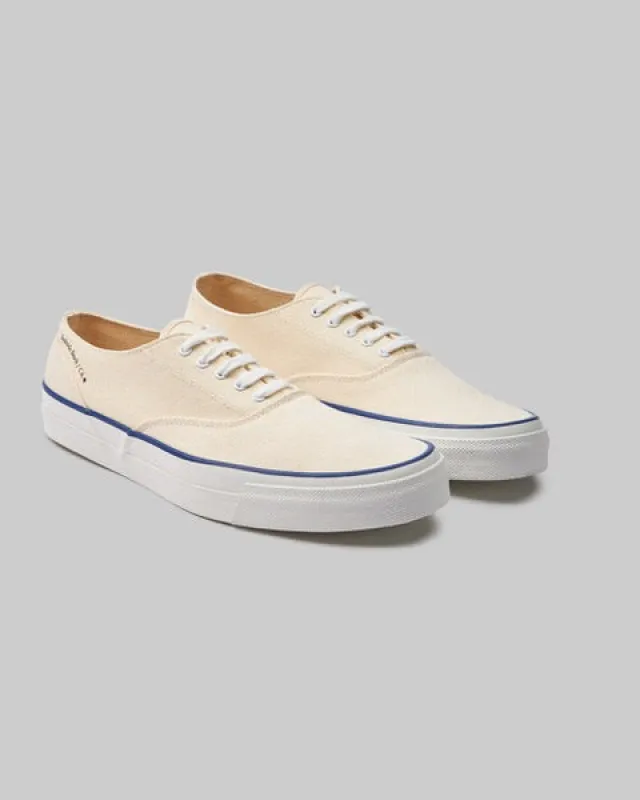 【Mr. Fliks】Off White Blue Line Deck Shoes 帆布米白低筒休閒鞋 sold by Blue Beach Denim