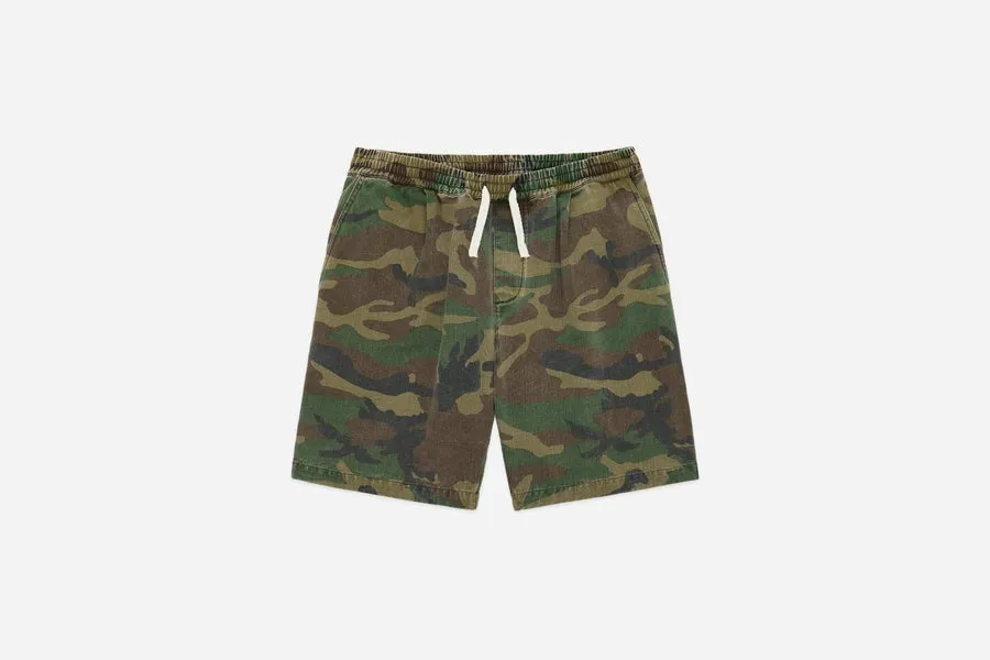 【3sixteen】Drawstring Shorts Camo Twill 復古石洗迷彩綁帶短褲 sold by Blue Beach Denim