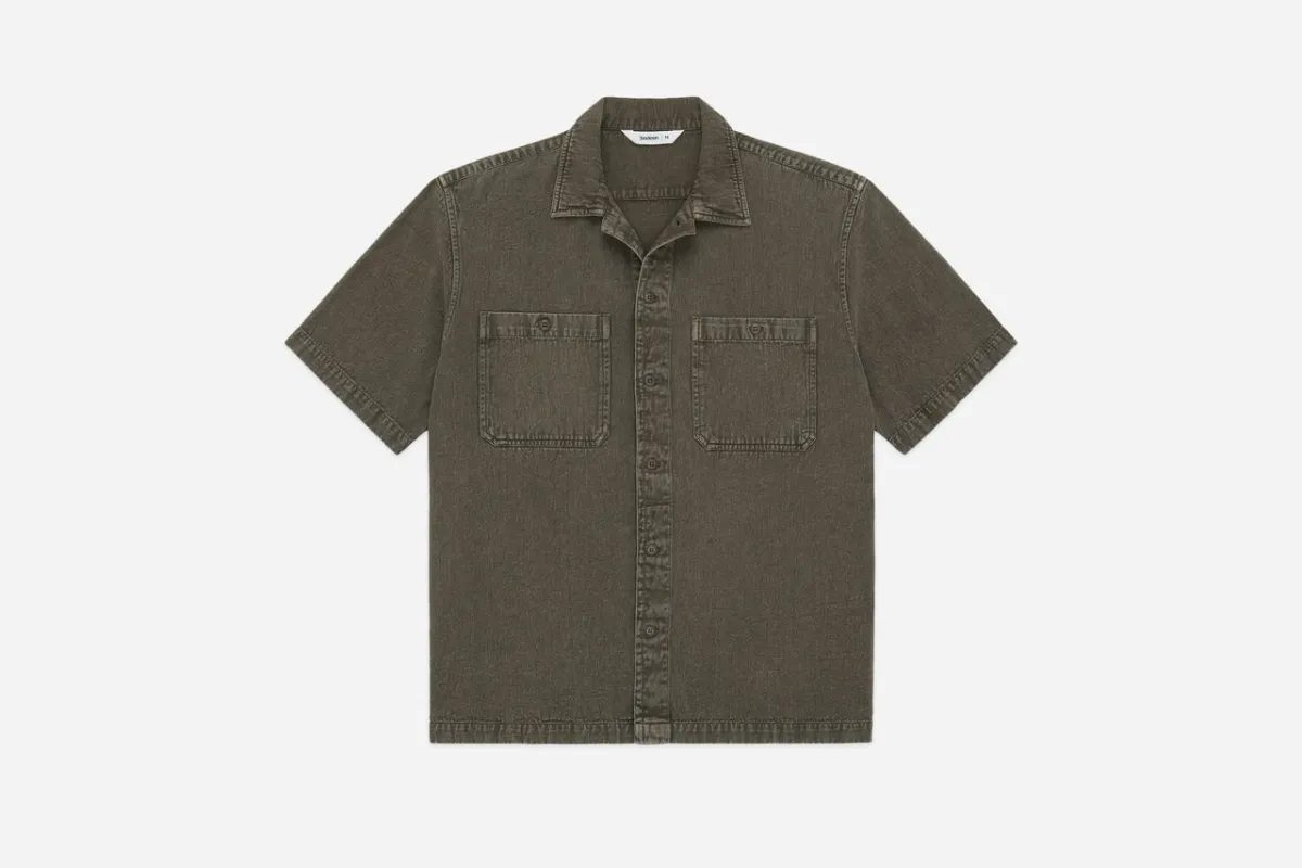 【3sixteen】Short Sleeve Workshirt Umber Stonewash 琥珀石洗舊化短袖工裝襯衫 sold by Blue Beach Denim