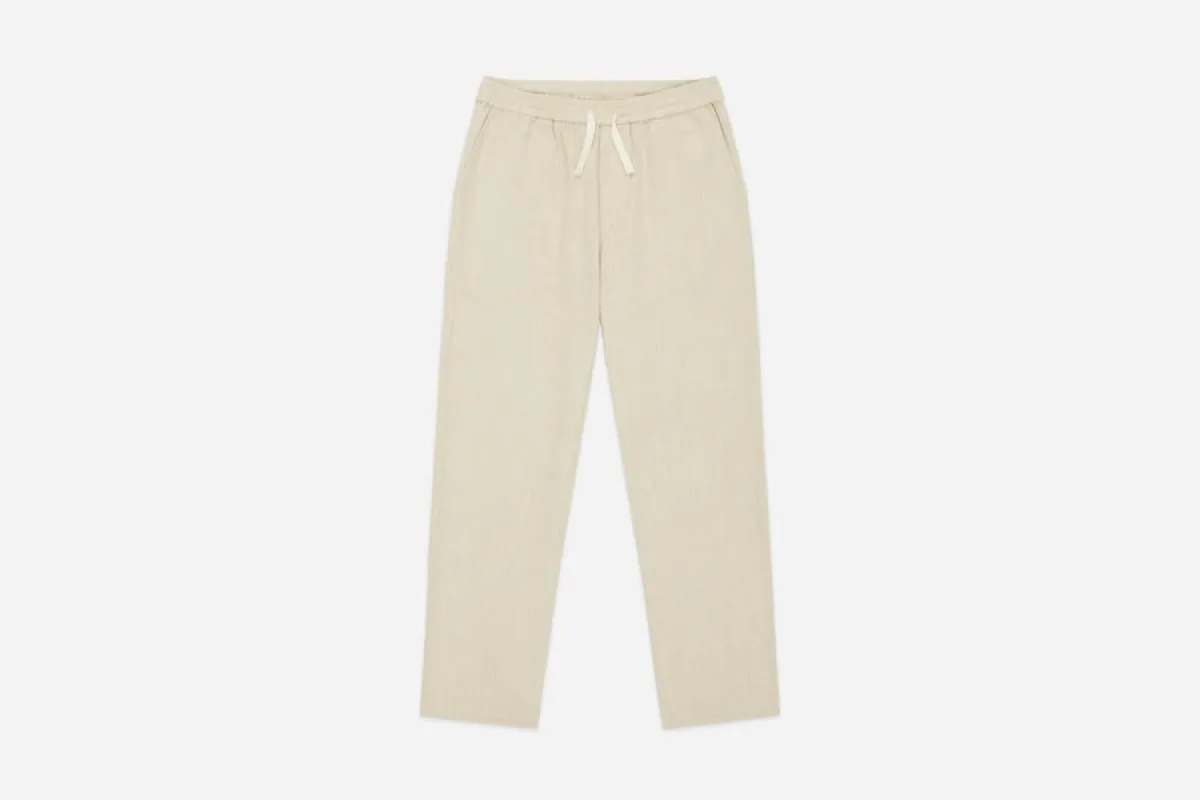 【3sixteen】Easy Pant Alabaster Cotton/Linen 雪花石膏色棉麻混紡休閒綁帶長褲 made by 3sixteen