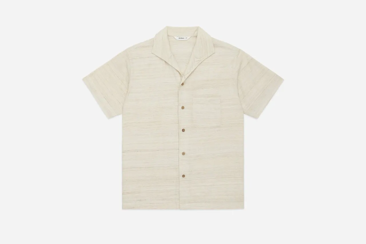【3sixteen】Leisure Shirt Ivory Handloom Silk 象牙色全真絲手搖織布休閒襯衫 sold by Blue Beach Denim
