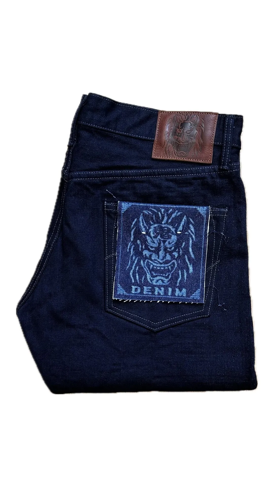 【ONI DENIM】 622-14BLK Indigo x Black 14oz Low Tension Relaxed Tapered G3初代鬼秘雙染低腰修身錐形牛仔褲 sold by Blue Beach Denim