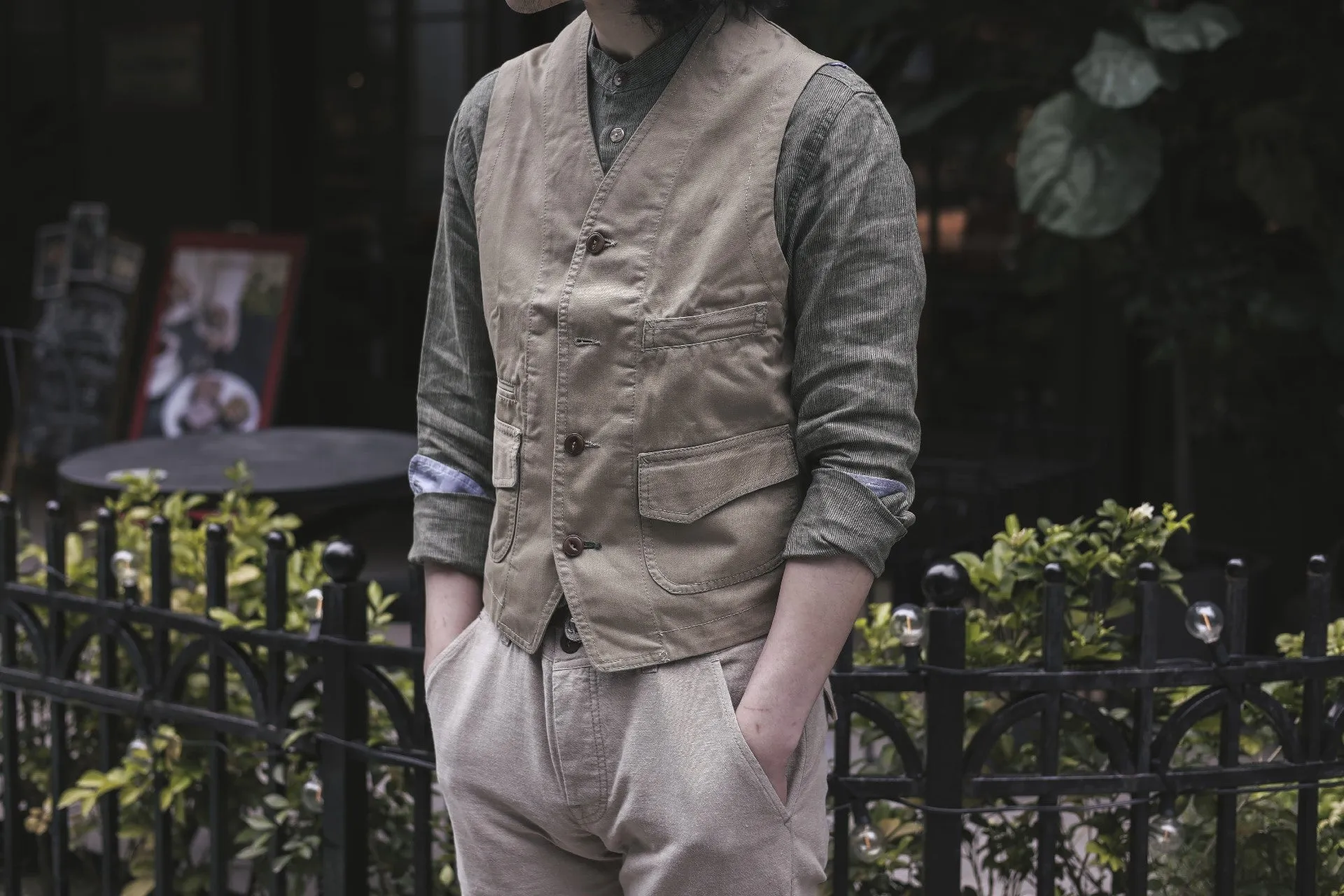 【Scarti-Lab】Work Vest Kahki 403 SH473 日製牛津布義式工裝背心卡其色 sold by Blue Beach Denim product image thumbnail 2