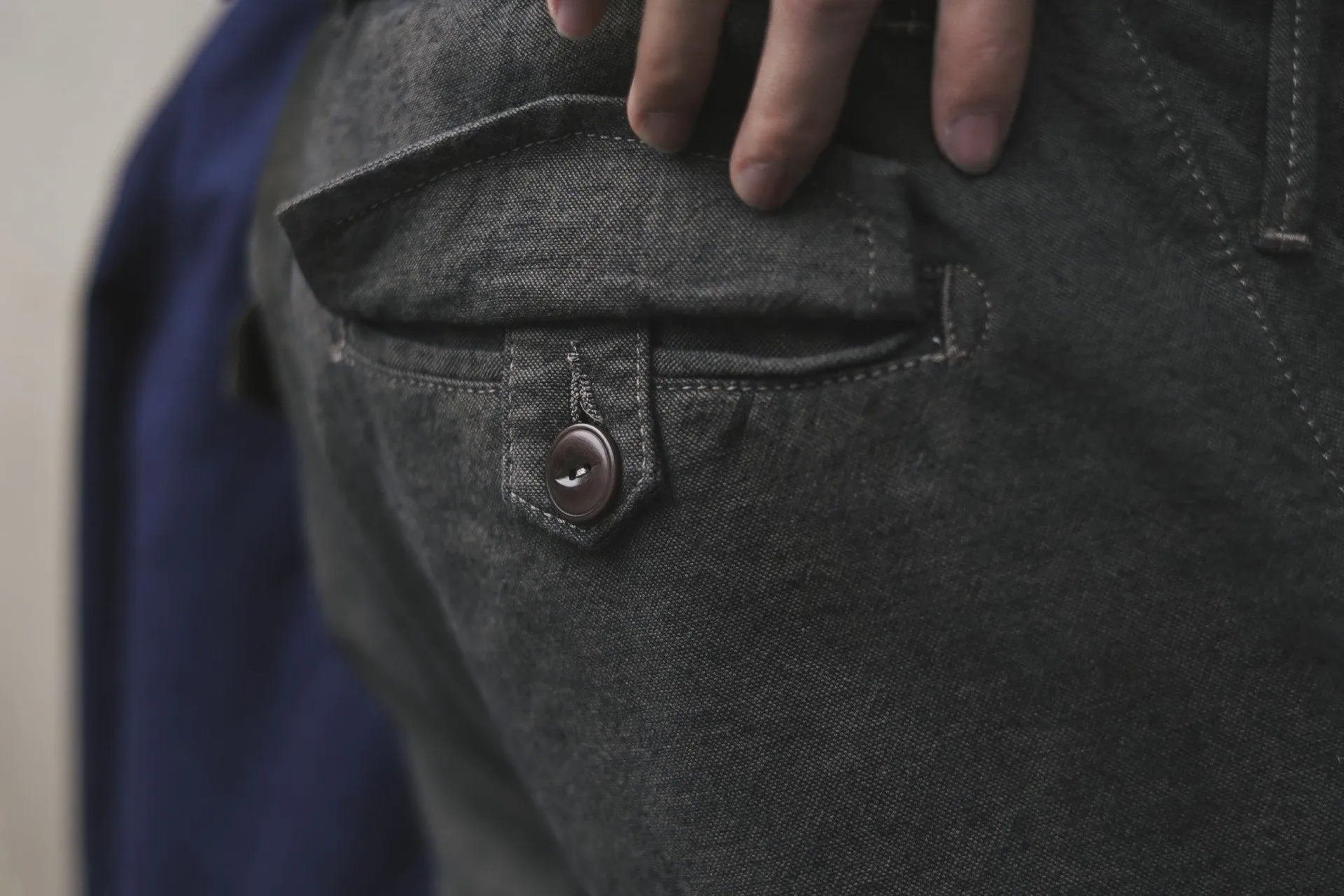 【Scarti-Lab】Cotton Linen Blend Summer Chino Olive 101 SM407 日製棉麻混紡 低腰修身直筒褲 橄欖綠 sold by Blue Beach Denim product image thumbnail 2