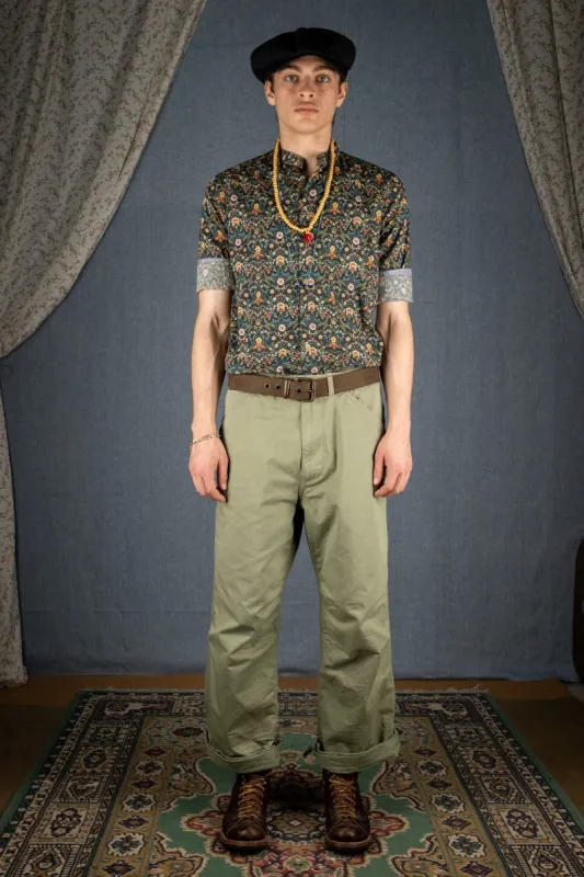 【Scarti-Lab】Flower Pattern Band Collar Shirt 312 SL504 滿版花卉立領襯衫 sold by Blue Beach Denim