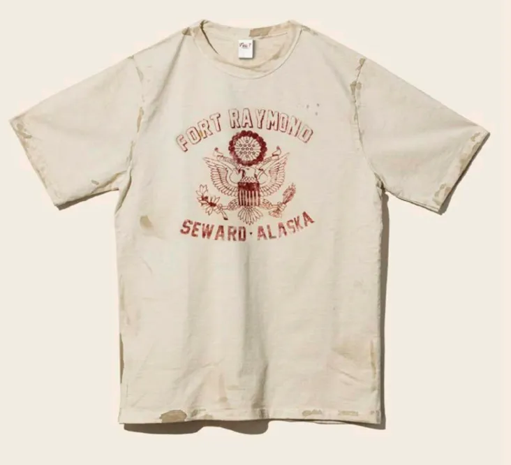 【Flea-T】US Fort Raymond Hand Distressed Vintage Tshirt White 手工舊化美軍雷蒙德堡復古圖Tee sold by Blue Beach Denim