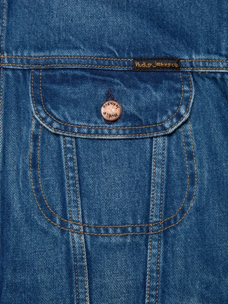 【Nudie Jeans】Danny Greasy Denim Jacket Mid Blue 復古水洗牛仔外套 sold by Blue Beach Denim product image thumbnail 4