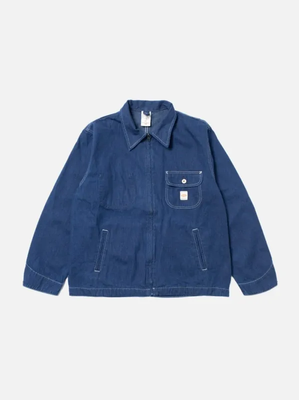 【Nudie Jeans】Jimmy Utility Denim Zip Jacket Blue 美式復古藍工作丹寧拉鍊夾克 sold by Blue Beach Denim