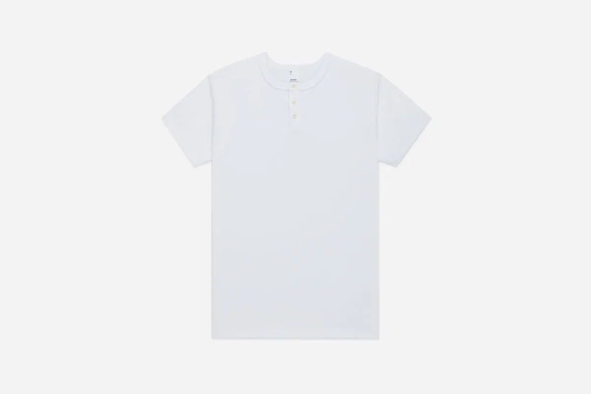 【3sixteen】Short Sleeve Henley White 白色重磅短袖亨利領 sold by Blue Beach Denim