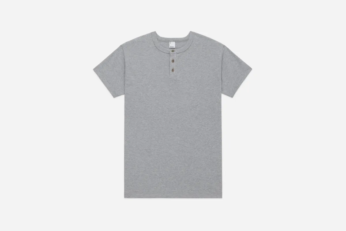 【3sixteen】Short Sleeve Henley Heather Grey 灰色重磅短袖亨利領 sold by Blue Beach Denim