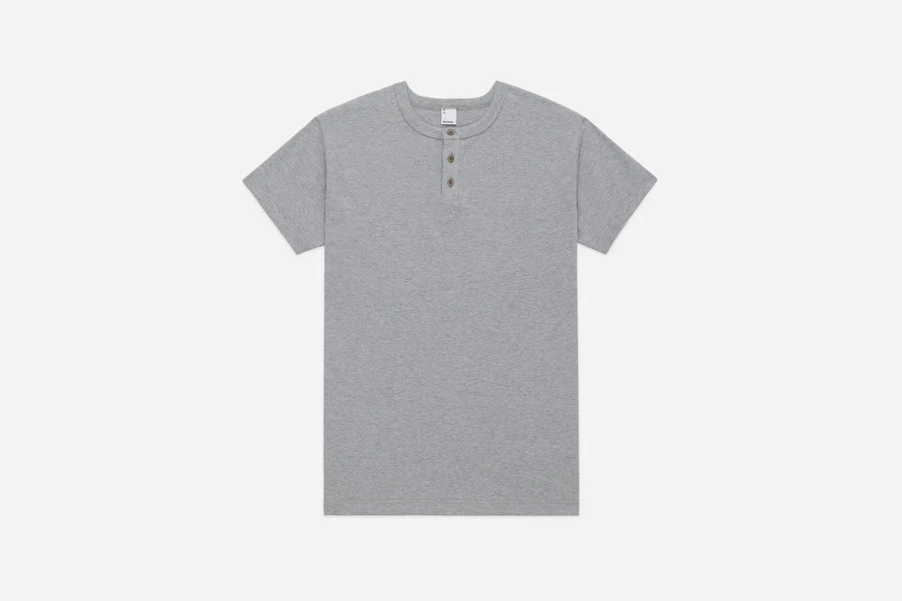 【3sixteen】Short Sleeve Henley Heather Grey 灰色重磅短袖亨利領 sold by Blue Beach Denim