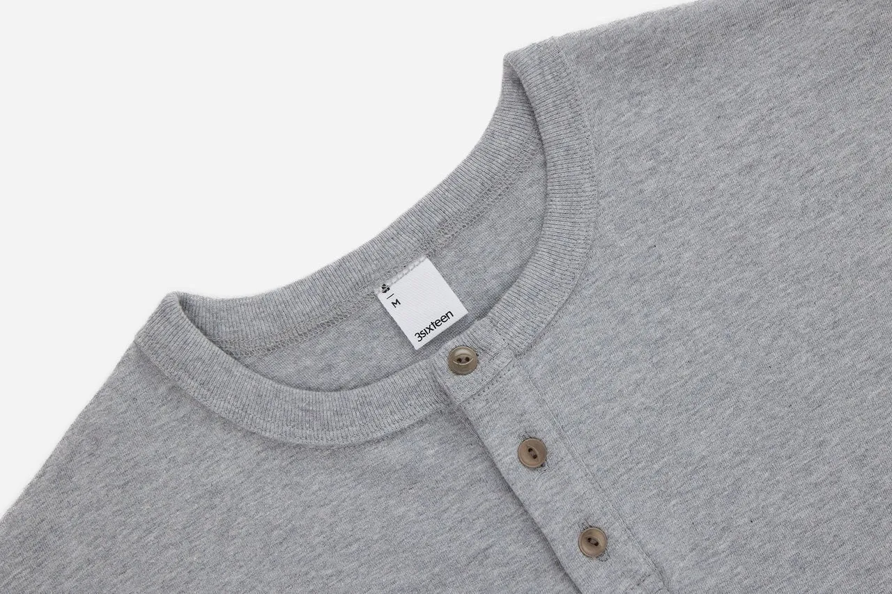 【3sixteen】Long Sleeve Henley Heather Grey 灰色重磅亨利領長袖 sold by Blue Beach Denim product image thumbnail 2