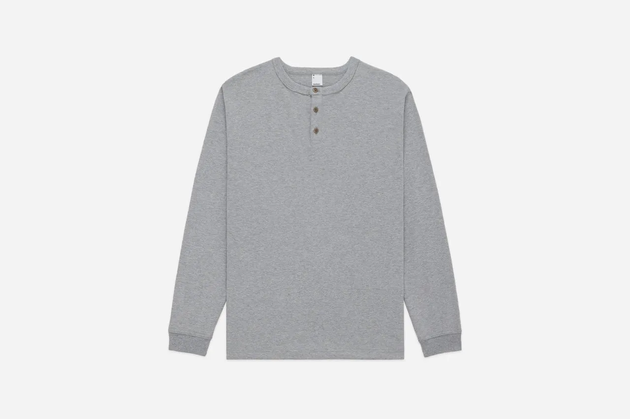 【3sixteen】Long Sleeve Henley Heather Grey 灰色重磅亨利領長袖 sold by Blue Beach Denim