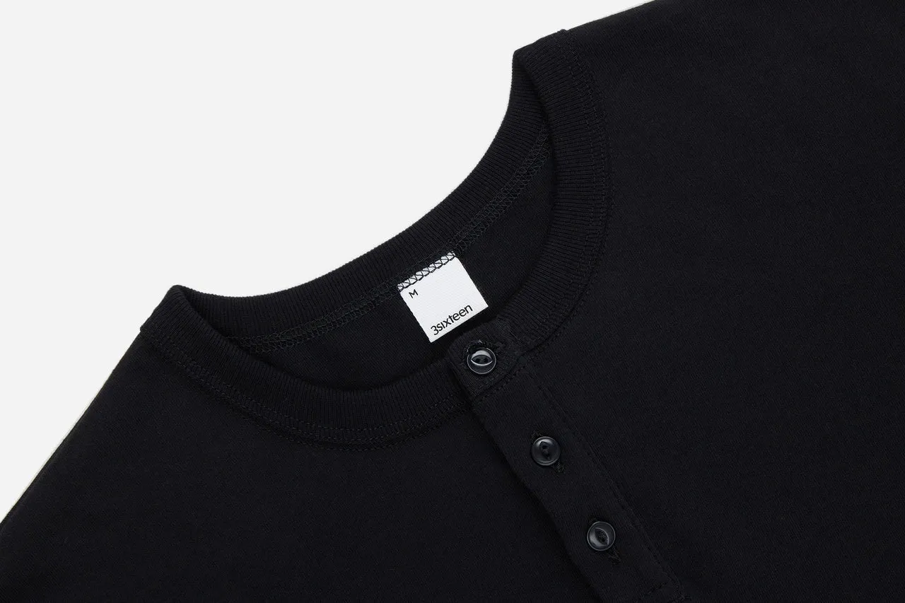 【3sixteen】Long Sleeve Henley Black 黑色重磅亨利領長袖 sold by Blue Beach Denim product image thumbnail 2