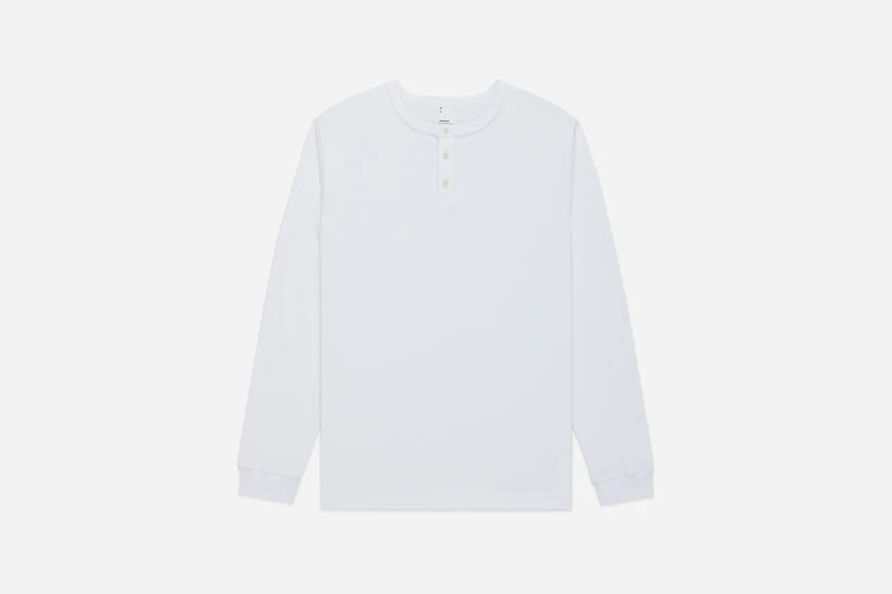 【3sixteen】Long Sleeve Henley White 白色重磅亨利領長袖 sold by Blue Beach Denim