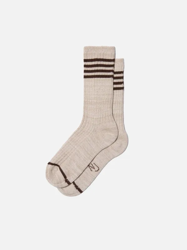 【Nudie Jeans】Women Tennis Socks Stripe Beige 女版復古羽球條紋襪 sold by Blue Beach Denim