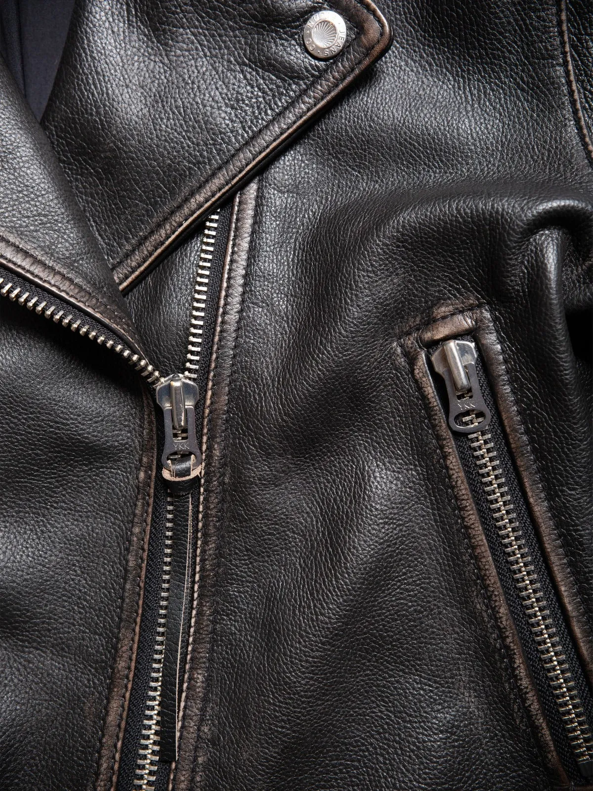 【Nudie Jeans】Greta Biker Leather Jacket Black 女版黑色作舊重磅騎士皮衣 sold by Blue Beach Denim product image thumbnail 4