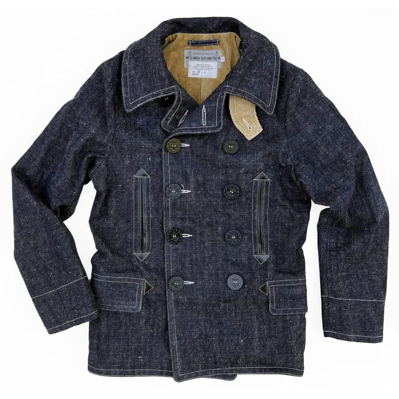 【MISTER FREEDOM】PEACOAT OKINAWA DENIM 甘蔗纖維混紡原色丹寧海軍大衣 made by Mister Freedom