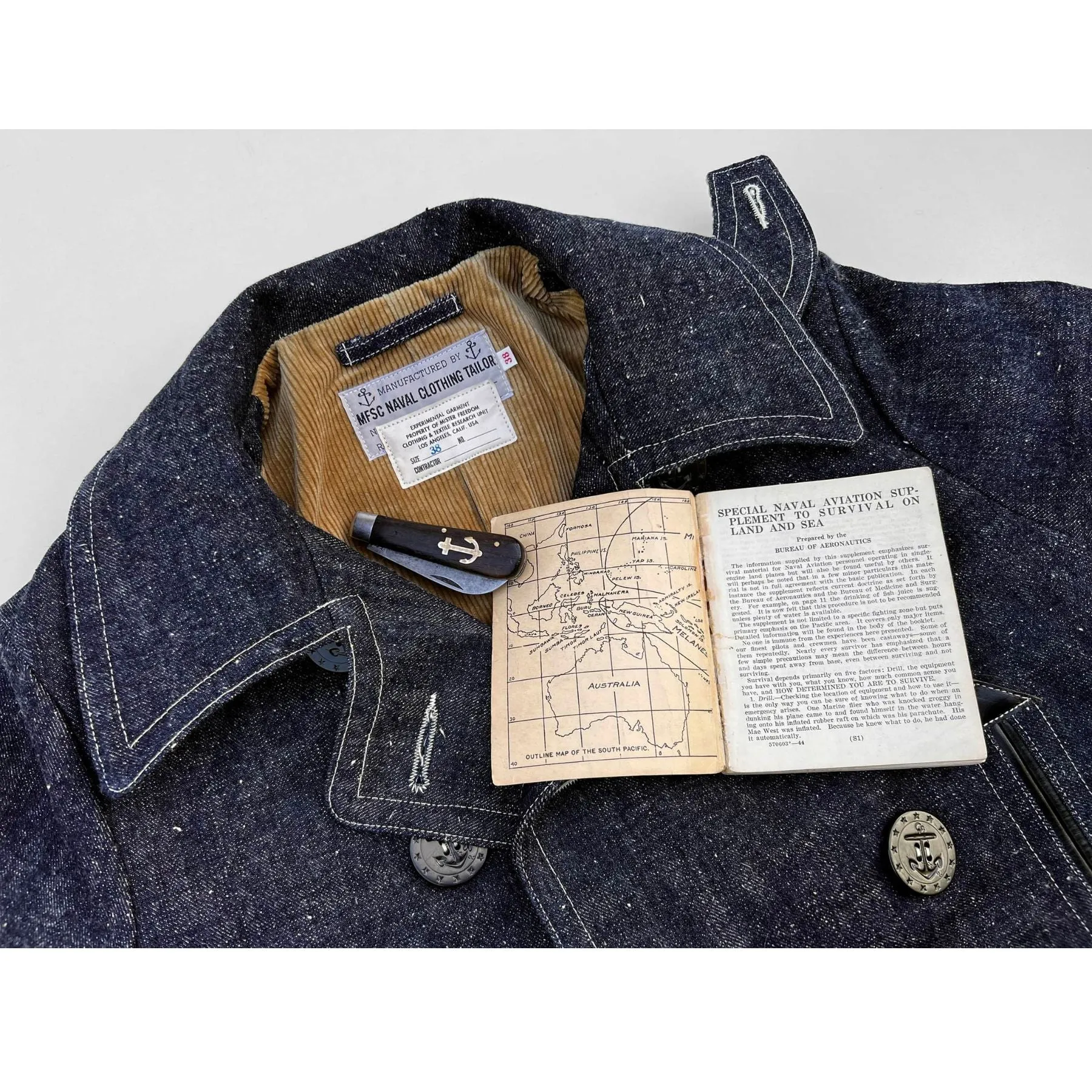 【MISTER FREEDOM】PEACOAT OKINAWA DENIM 甘蔗纖維混紡原色丹寧海軍大衣 sold by Blue Beach Denim product image thumbnail 4