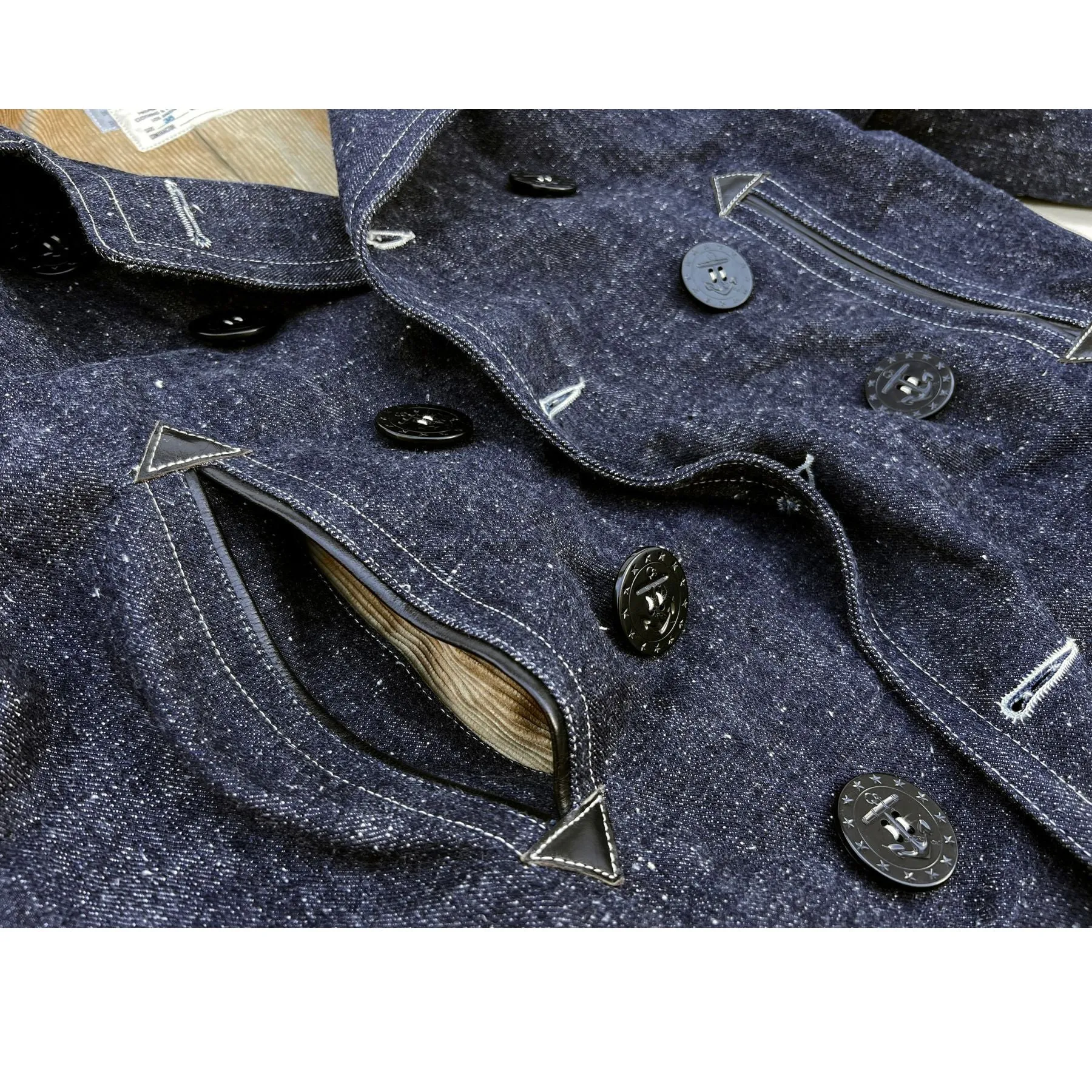 【MISTER FREEDOM】PEACOAT OKINAWA DENIM 甘蔗纖維混紡原色丹寧海軍大衣 sold by Blue Beach Denim product image thumbnail 2