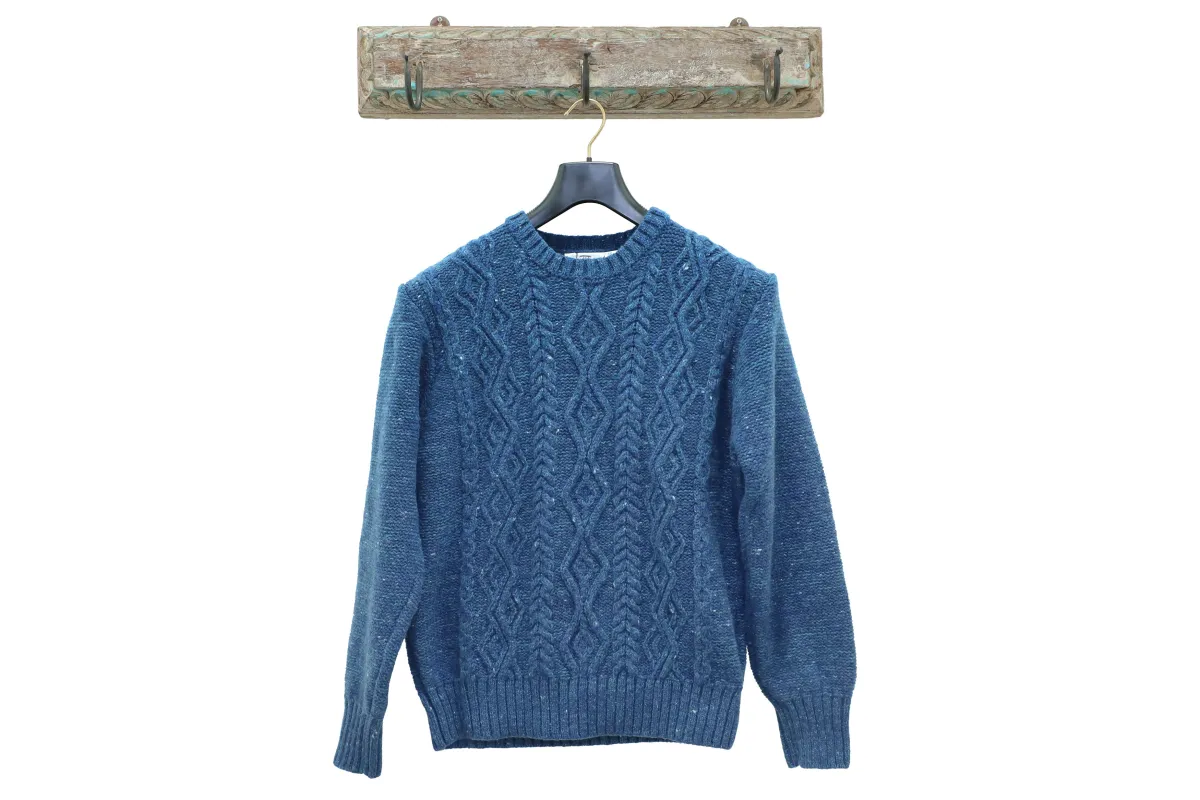 【Inis Meáin】Aran Crew Neck Quilty 土耳其藍喀什米爾阿蘭毛衣 sold by Blue Beach Denim