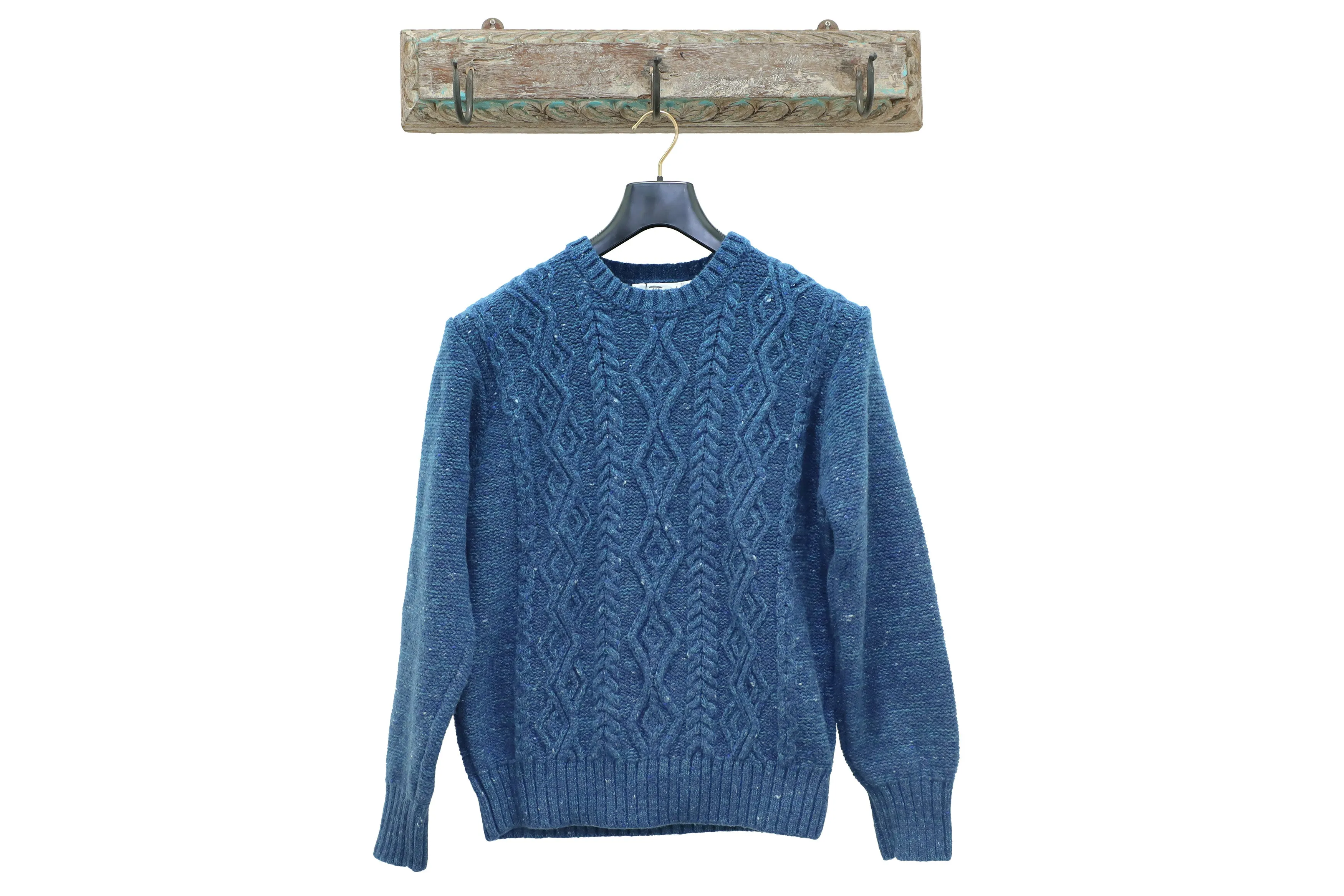 【Inis Meáin】Aran Crew Neck Quilty 土耳其藍喀什米爾阿蘭毛衣 sold by Blue Beach Denim