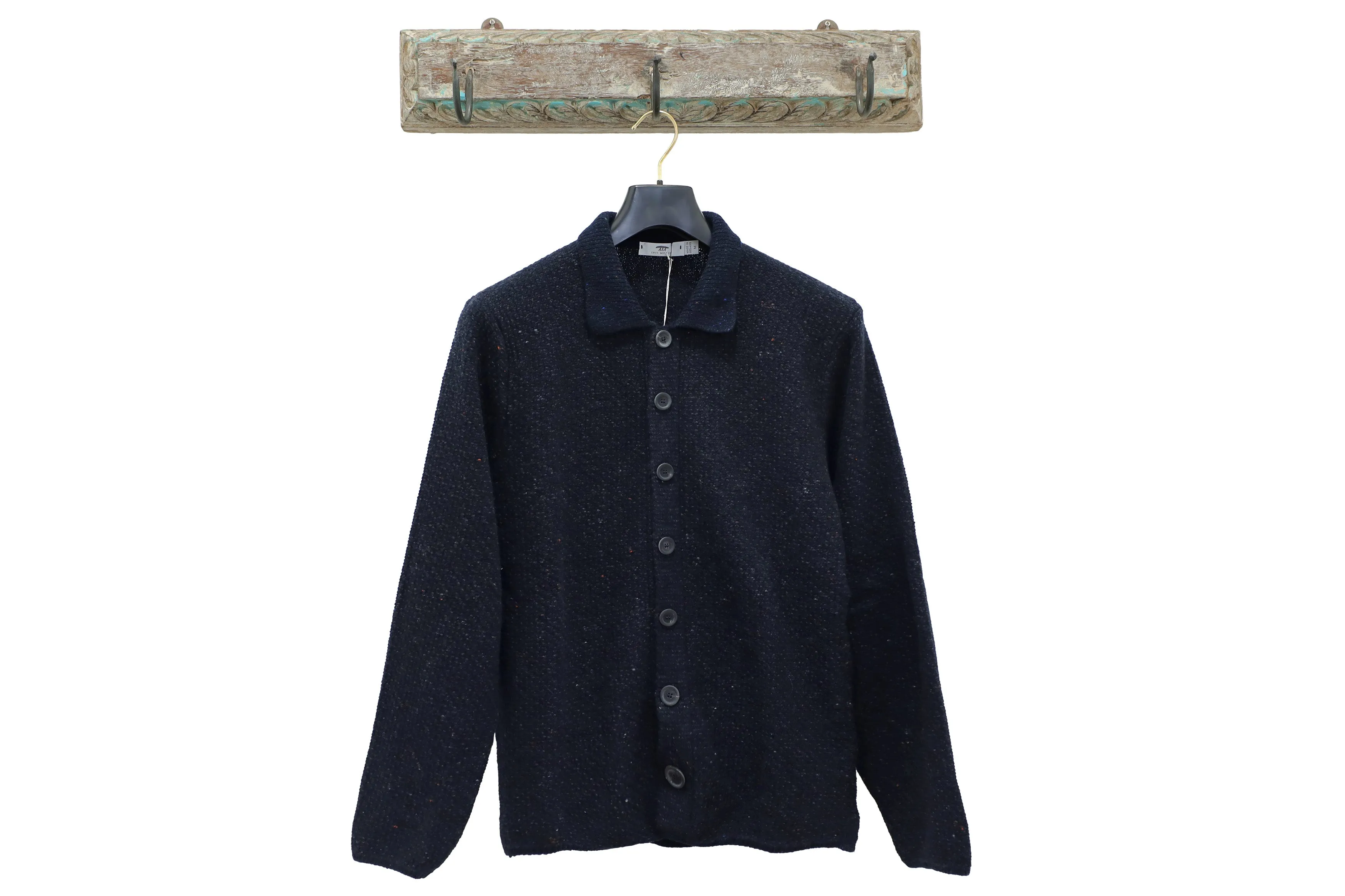 【Inis Meáin】BRÉIDÍN Shirt Jacket Navy 深海藍喀什米爾布雷丁襯衫外套 sold by Blue Beach Denim
