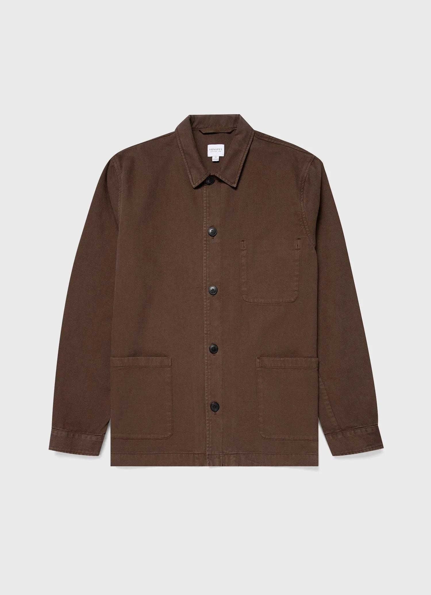 【Sunspel】Brushed Cotton Twin Pocket Jacket 咖啡色微刷毛雙口袋簡約休閒夾克 sold by Blue Beach Denim