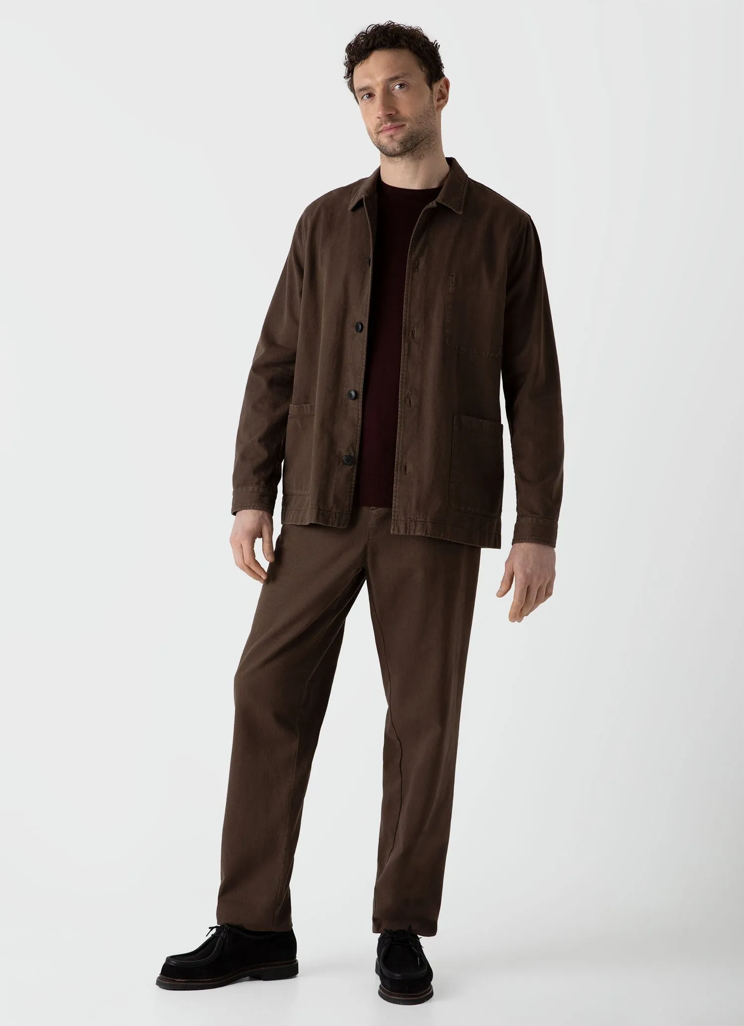 【Sunspel】Brushed Cotton Twin Pocket Jacket 咖啡色微刷毛雙口袋簡約休閒夾克 sold by Blue Beach Denim product image thumbnail 2