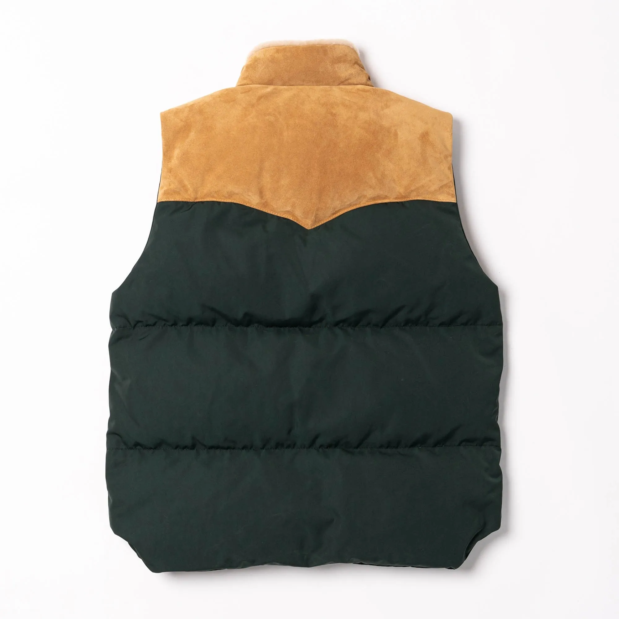 【Shangri-La Heritage】“Bivacco” Forest Green Western Down Vest 森林綠拚皮鵝絨背心 sold by Blue Beach Denim product image thumbnail 5