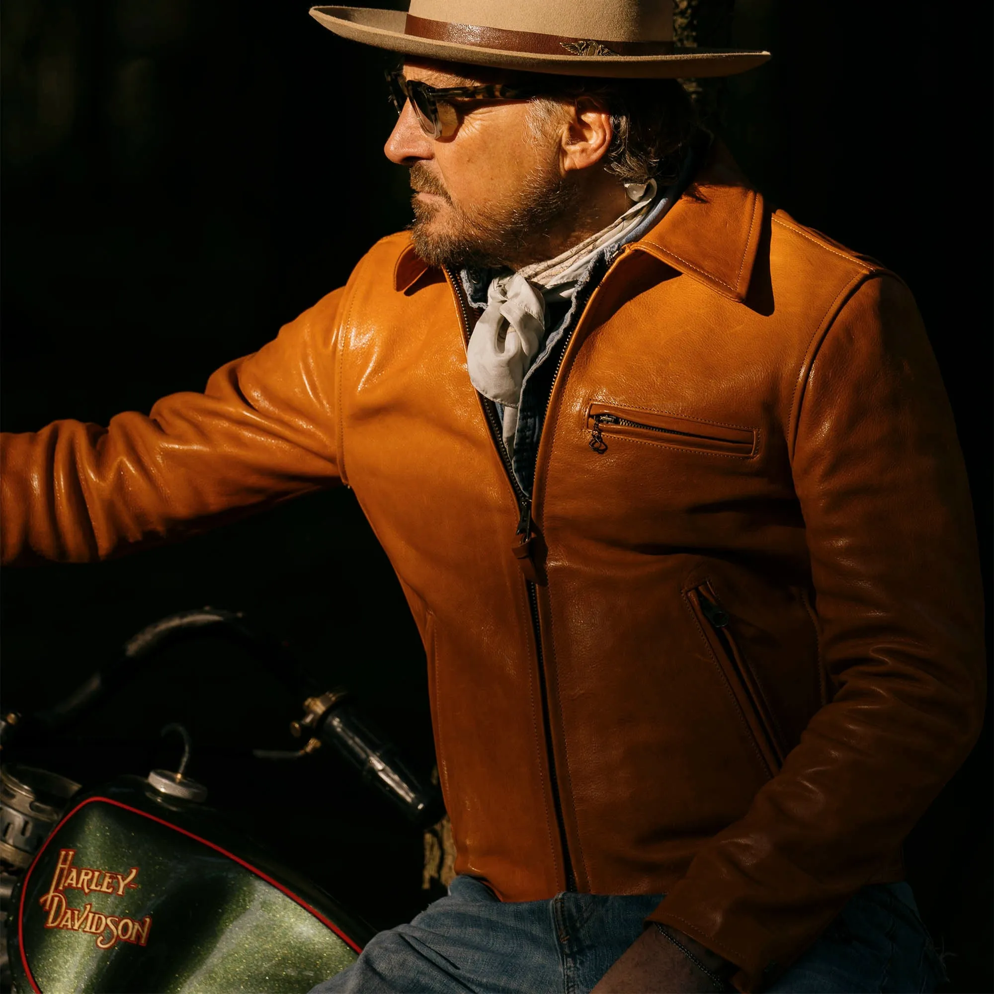 【Shangri-La Heritage】“Varenne” Olmo Badalassi® Leather Jacket 巴達拉西橙橘色頂級皮衣 sold by Blue Beach Denim product image thumbnail 2