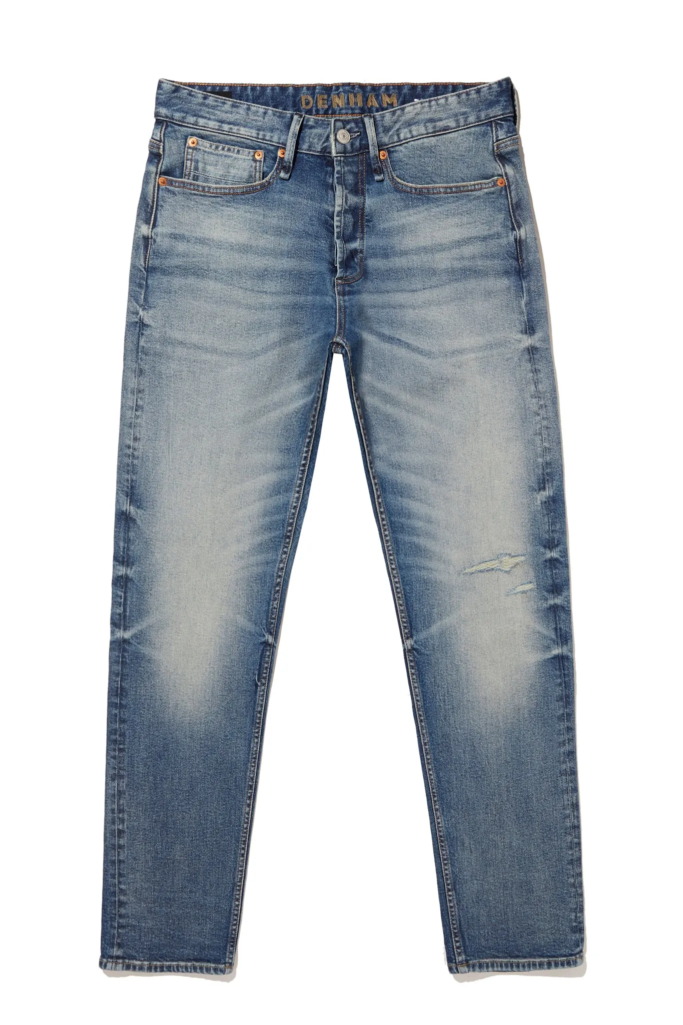 【DENHAM】Taper AHW / 淺藍微破自然補釘修身錐形牛仔褲 sold by Blue Beach Denim