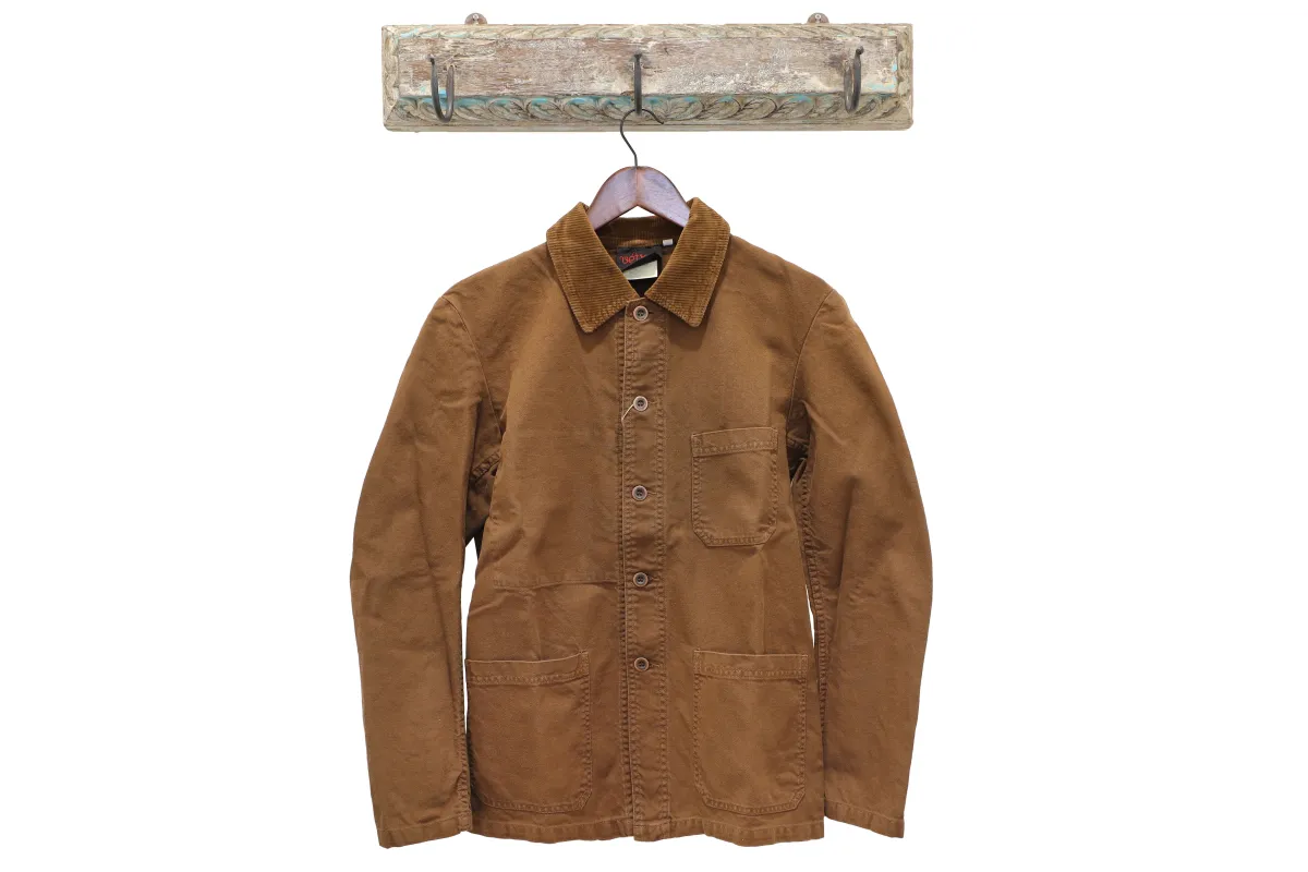 【Vetra】French Workwear Jacket 1G#5V Brown Canvas 咖啡色帆布燈芯絨拼領法式工作裝 sold by Blue Beach Denim