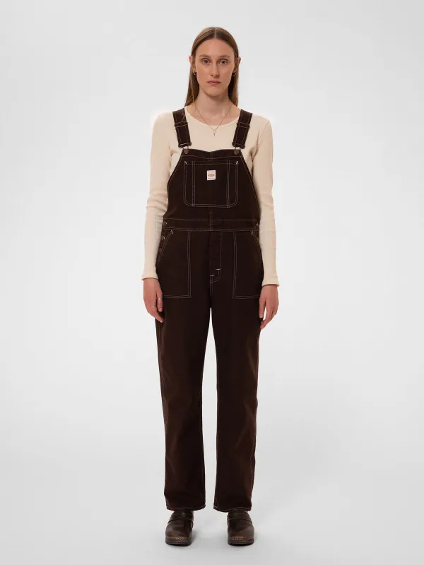 【Nudie Jeans】Karin Dungarees Bruno 女版水洗咖啡帆布連身褲 sold by Blue Beach Denim