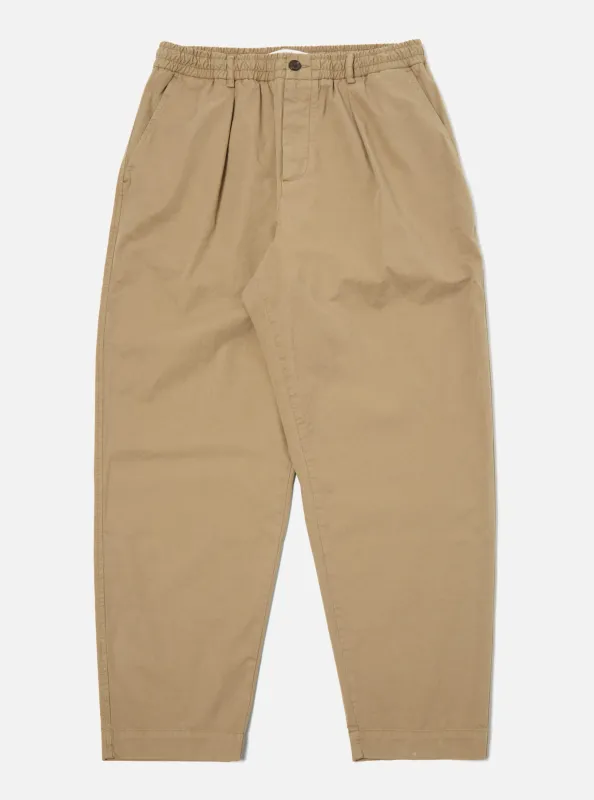 【Universal Works】Pleated Track Pant Sand Organic Utility Cotton 極細緻棉布寬鬆直筒 sold by Blue Beach Denim