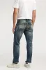 【DENHAM】RIDGE PSSJ4Y 頂級布邊中藍重度水洗補丁修身直筒牛仔褲 sold by Blue Beach Denim