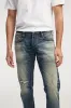 【DENHAM】RIDGE PSSJ4Y 頂級布邊中藍重度水洗補丁修身直筒牛仔褲 sold by Blue Beach Denim