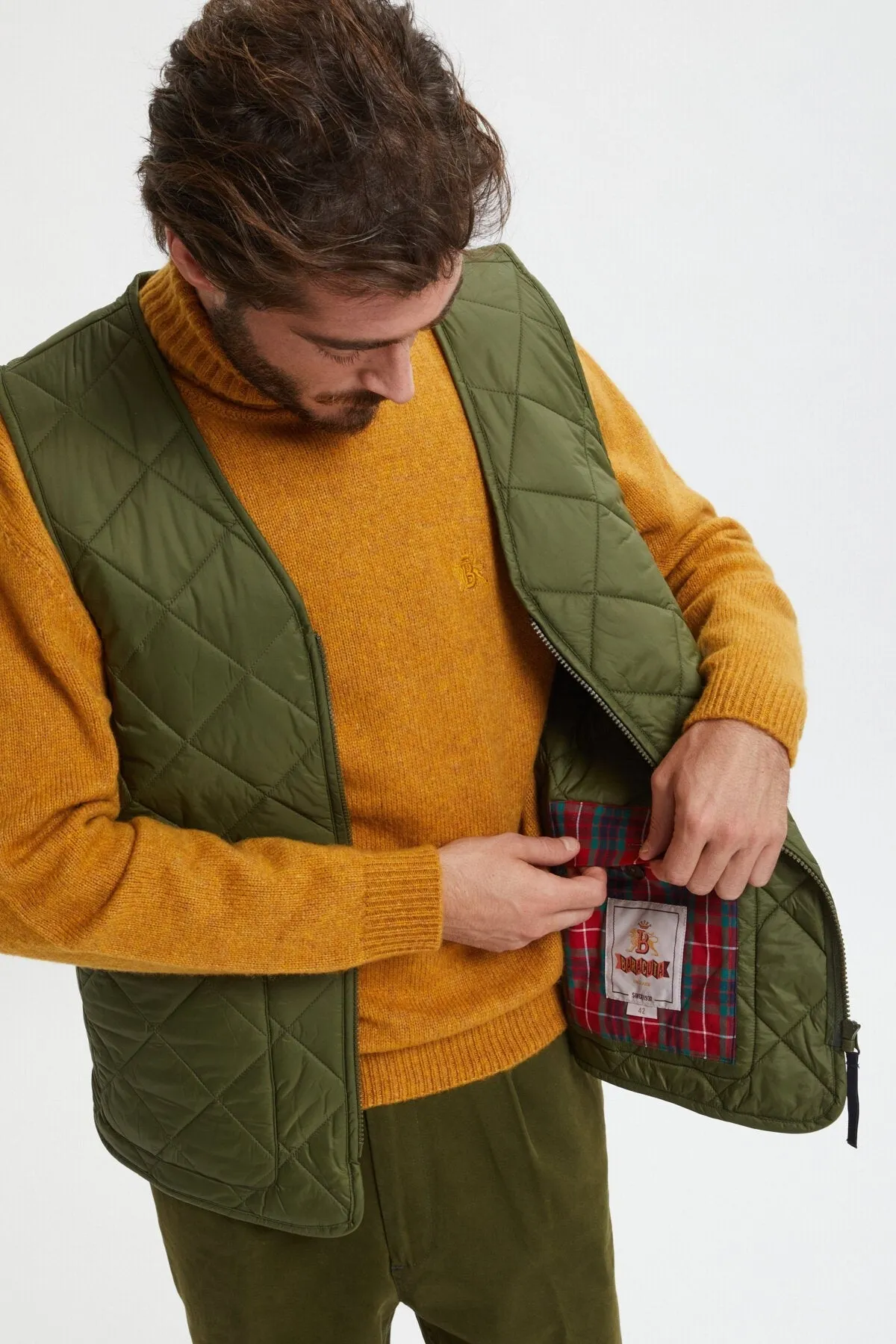 【Baracuta】Miller Liner Vest 義製衍縫背心軍綠色 sold by Blue Beach Denim product image thumbnail 4