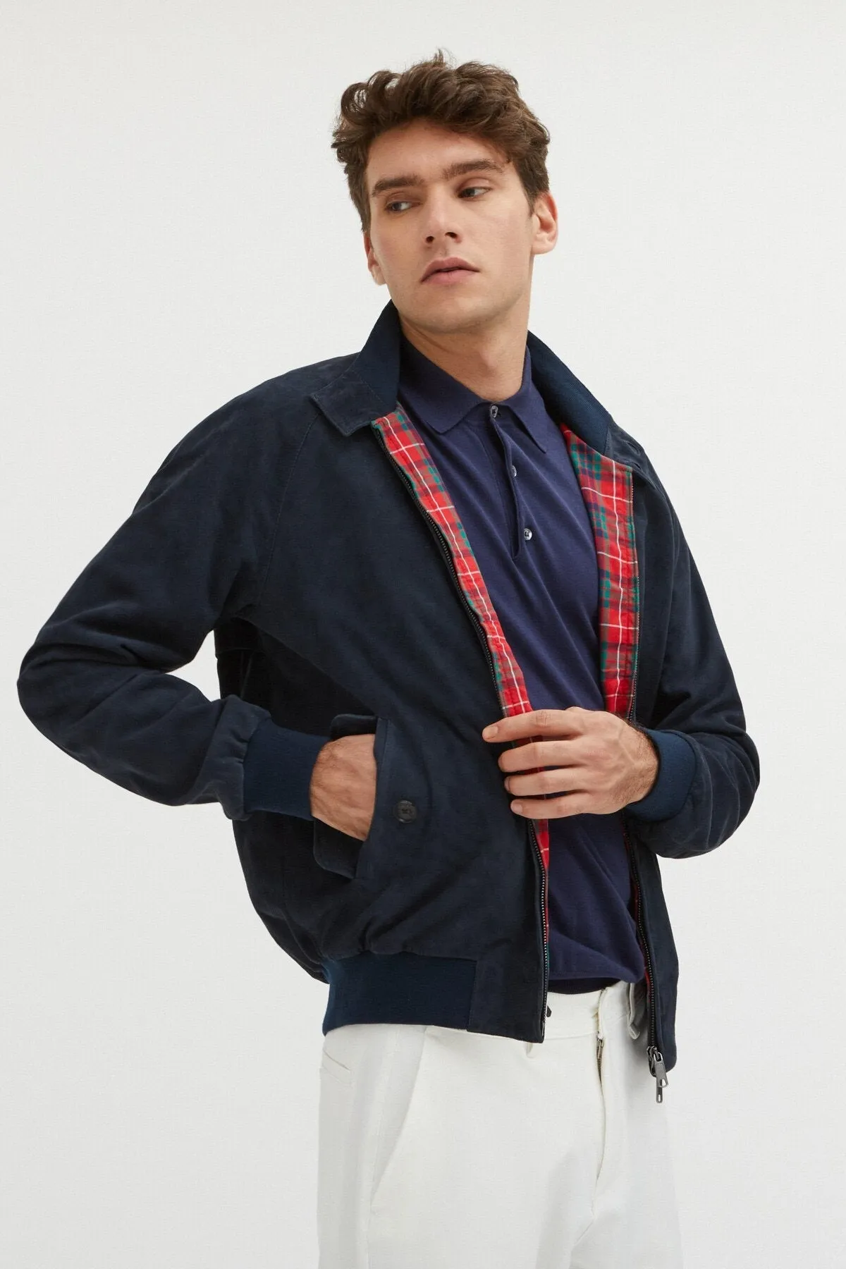 【Baracuta】Suede G9 Leather Jacket Navy 麂皮版G9哈靈頓夾克深海藍 sold by Blue Beach Denim product image thumbnail 4