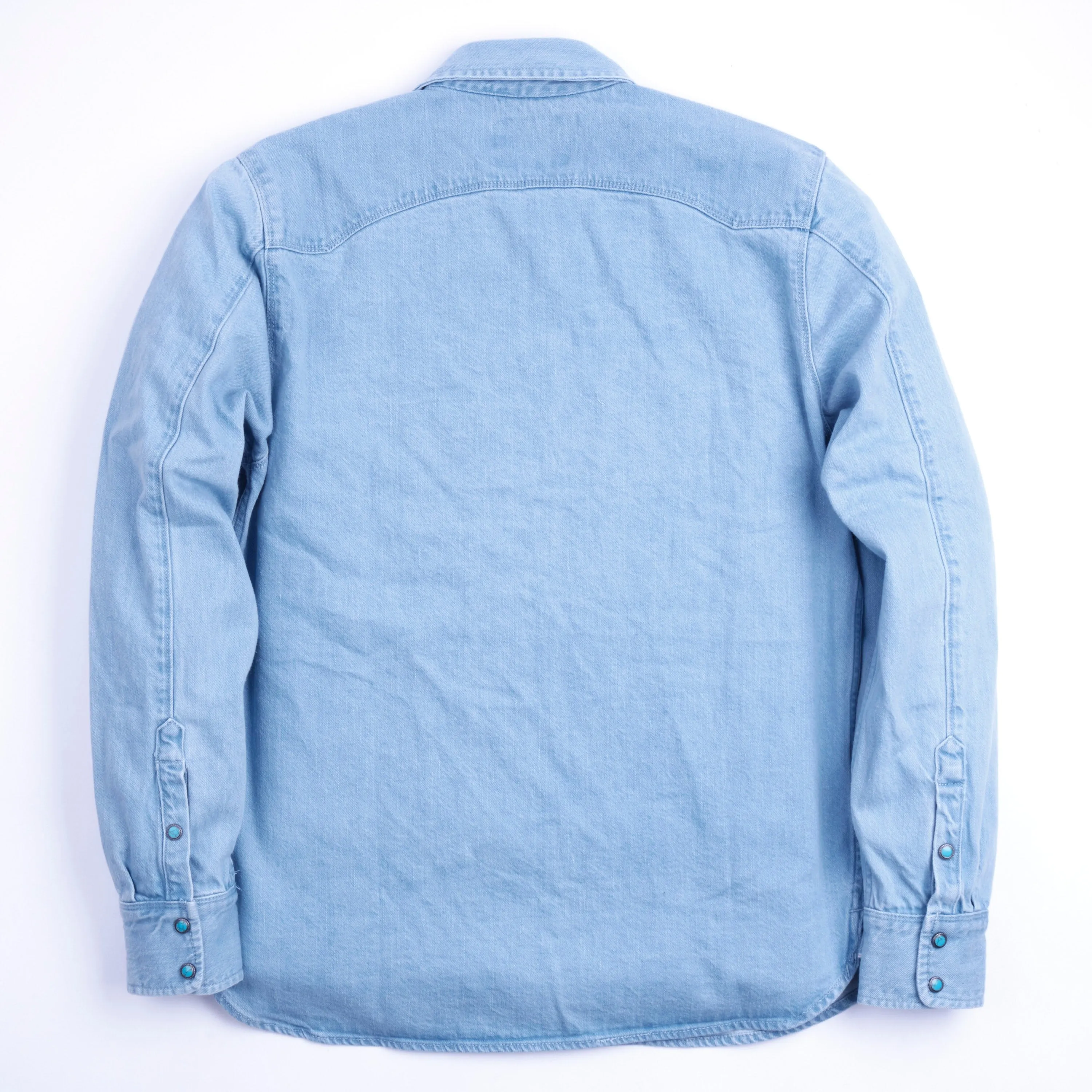 【Freenote】 Modern Western 11 Ounce Bleached Denim Shirt 綠松石淺藍色布邊丹寧襯衫 sold by Blue Beach Denim product image thumbnail 2